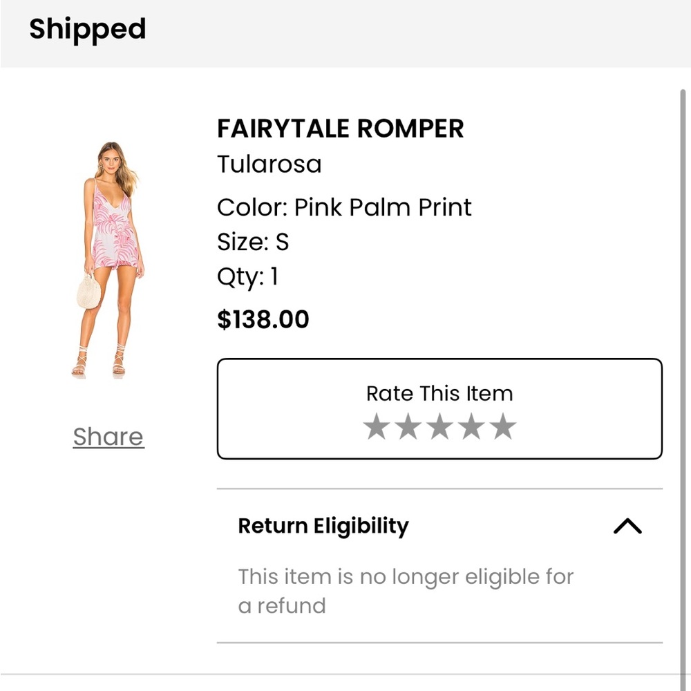 Tularosa Pink Palm Print Fairytale Romper